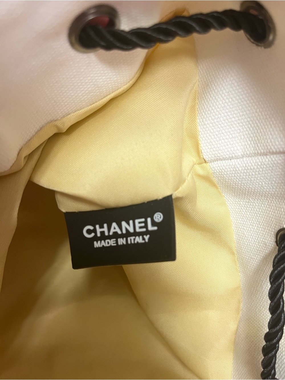 Chanel Cream Canvas Drawstring Bucket Bag - Picture 2 of 3
